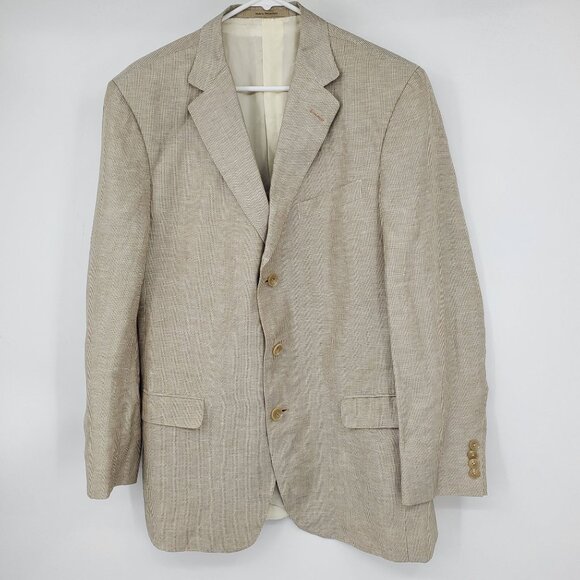 Ermenegildo Zegna Travel Linen and Silk Blend Striped 3 Button Blazer Sport Coat